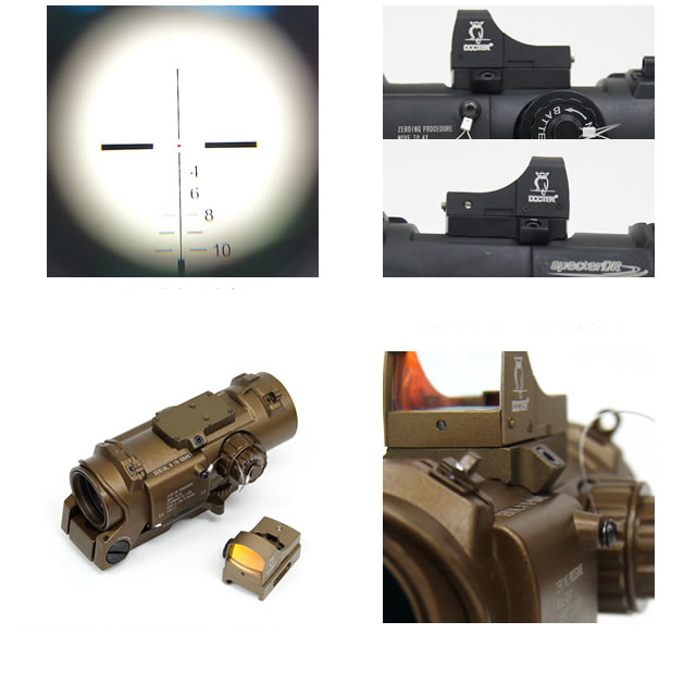 Elcan Specter DR 1X 4X Red Illuminated Scope w/ red dot sight